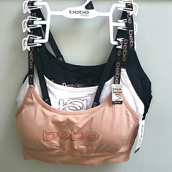 bebe Other - Bebe Seamless Logo Bras Removable Pads Tag Free 3-Pack Size L